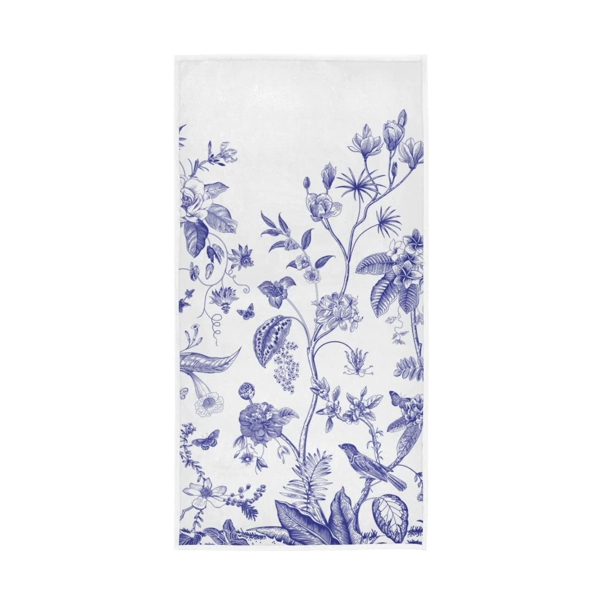 HUYGD Chinoiserie Vintage Floral Soft Bath Towel Absorbent Hand Towels Multipurpose for Bathroom Hotel Gym Spa 30"x15"