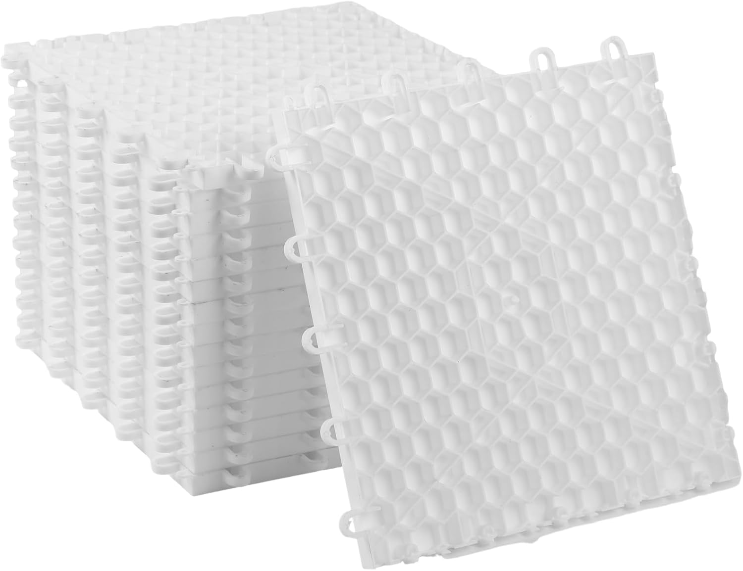 16 PCS Hockey Floor Tiles Mats, 9.8 x 9.8 Inches Dryland Synthetic Ice Tiles for Hockey Floor, Hockey Mats, Hockey Training Equipment Boards for Shooting Outdoor, White