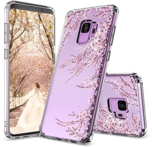Galaxy S9 Case,Galaxy S9 Cover, MOSNOVO Cherry Blossom Floral Printed Flower Transparent Clear Design Plastic Hard Slim Back Case with TPU Bumper Protective Case Cover for Samsung Galaxy S9 (2018)