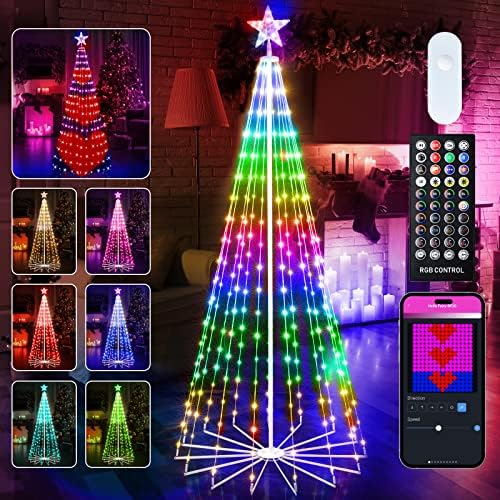 Outdoor Christmas Tree with Lights Custom Display, 7FT