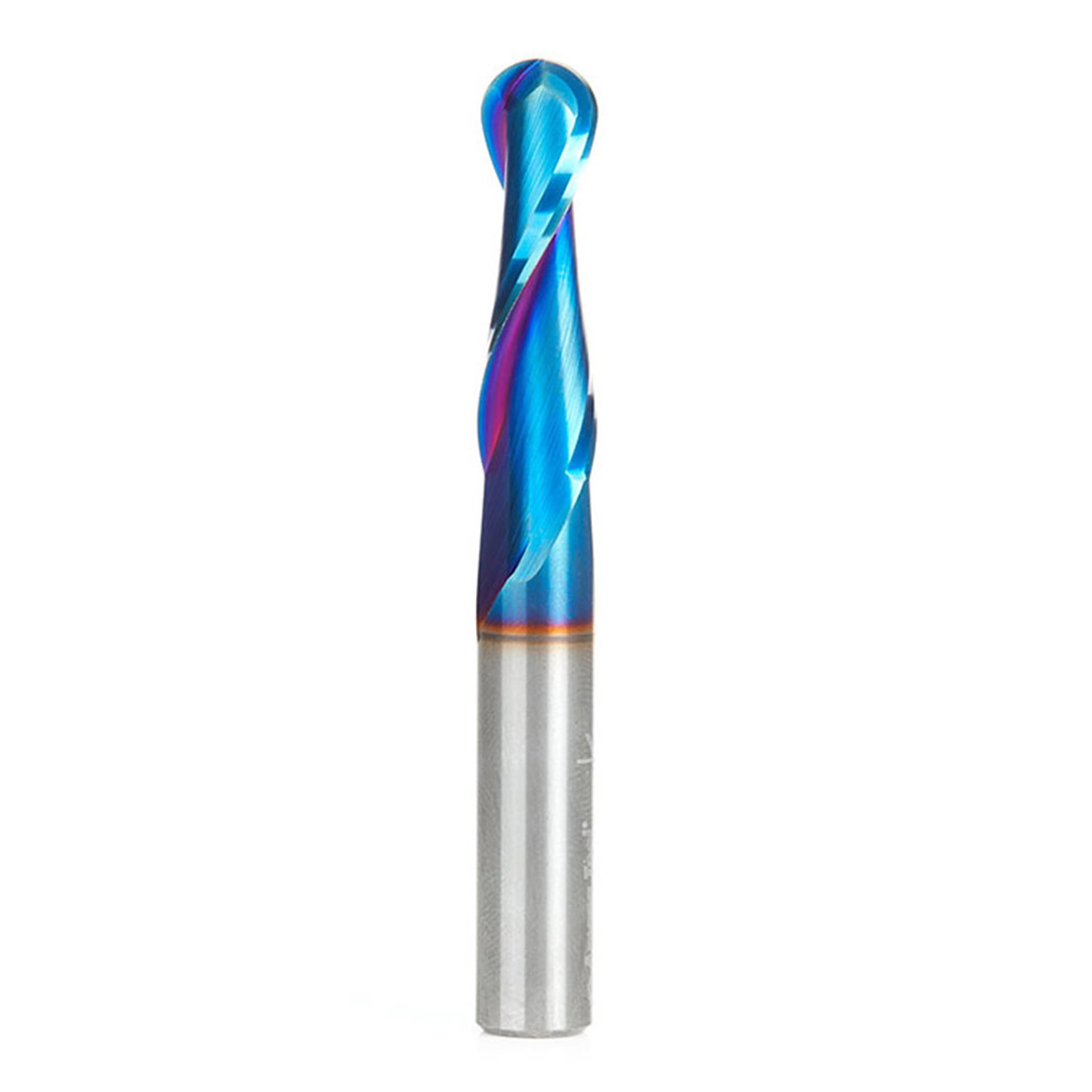 Amana Tool 46378-K SC Spektra Extreme Tool Life Coated Double Flute Up-Cut Ball Nose Spiral 1/8 R x 3/8 D x 1-1/4 CH x 3/8 SHK x 3 Inch Long Router Bit — image 1