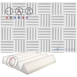 Paneles Acusticos Blancos Arrowzoom 24 Panels Acustico Absorción Sonido Wedge Cuña 25x25x5cm Espuma Acústica Aislamiento Acustico Estudio de Grabación Casas Estudios Azulejos Incombustibles Insonorizados AZ1134 PERLA BLANCA