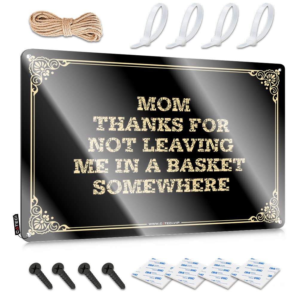 Mwfkkaddb Men's Colour Bro Cave Sign Mom-Thanks For Not Leaving Me In A Basket Somewhere Tin Sign Cave Decor Vintage Signs Metal(30X40cm)