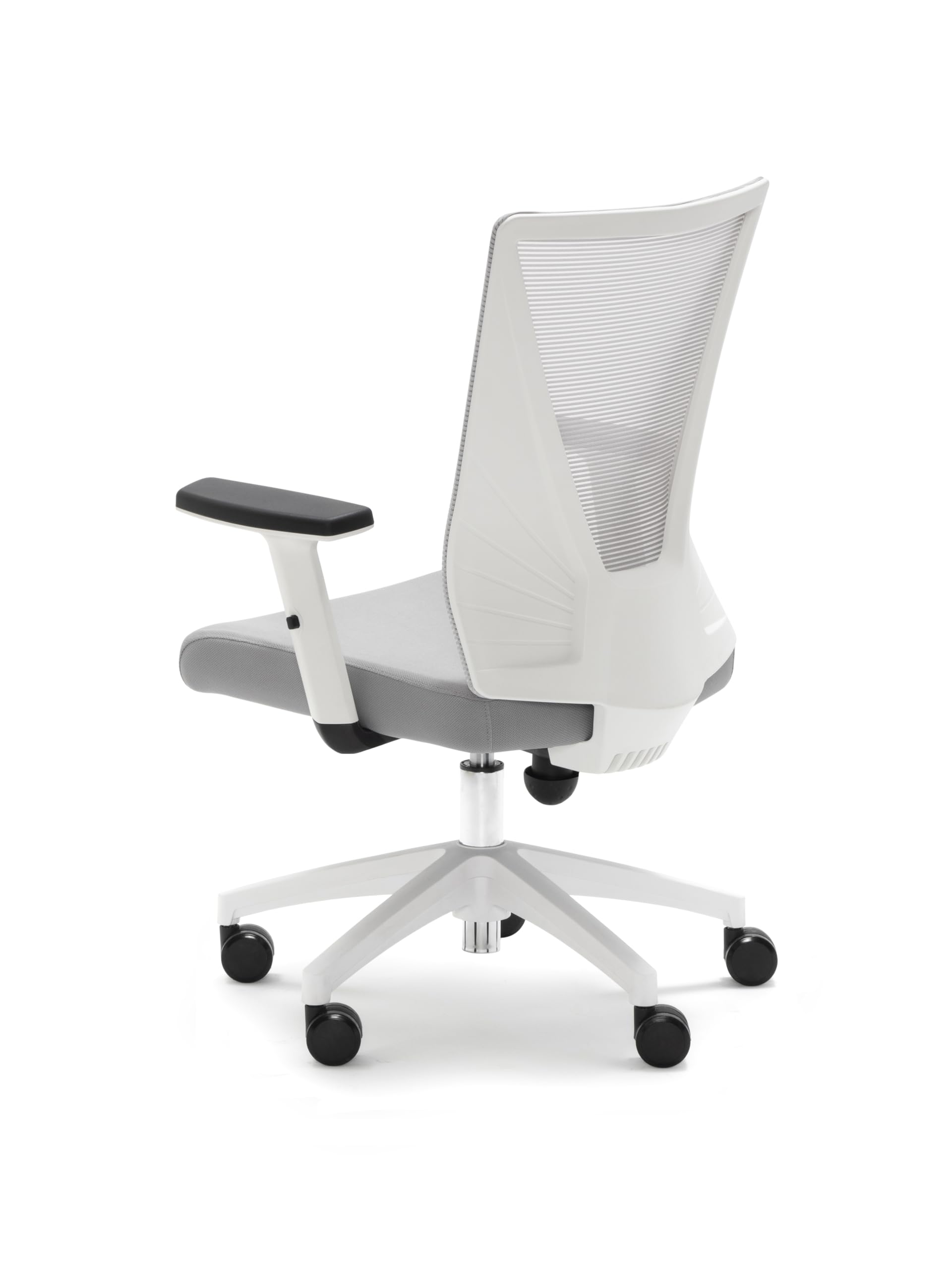 Euromof Silla de Oficina operativa. Modelo Tirana. Original, Brazos 1D, Mecanismo Contacto Permanente liberado. 2 Versiones de Color. (Blanco)