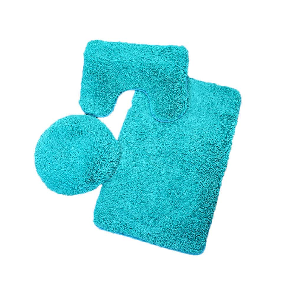 Alfombrillas de baño para baño 3 piezas de baño Set Alfombra contorno estera del tocador cubierta de la tapa llana Anti Slip Alfombra Alfombras Bañera Sólido Multicolor (Color : D)