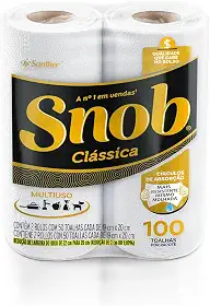 Snob Papel Toalha Multiuso Fd Branca Econom 100Fls - 2 Rolos