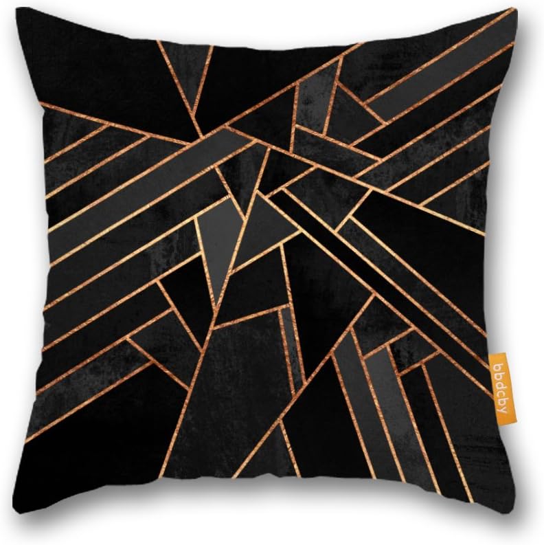 bbdcby Black Abstract Geometry Throw Pillow Case Sofa Pillowcase