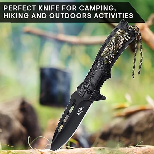 Miniatura 9 de Paquete de 2 artículos cuchillo plegable de bolsillo, estilo militar, cuchillo de niño explorador, cuchillo táctico, cuchillo con mango de