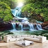 SUNNTO Primeval Forest Waterfall 3D Photo Wallpaper, Nature Modern Art Wall Poster Murals, Wall Painting Art Wallpaper for Living Room and Bedroom Home Decor 118' by 83'