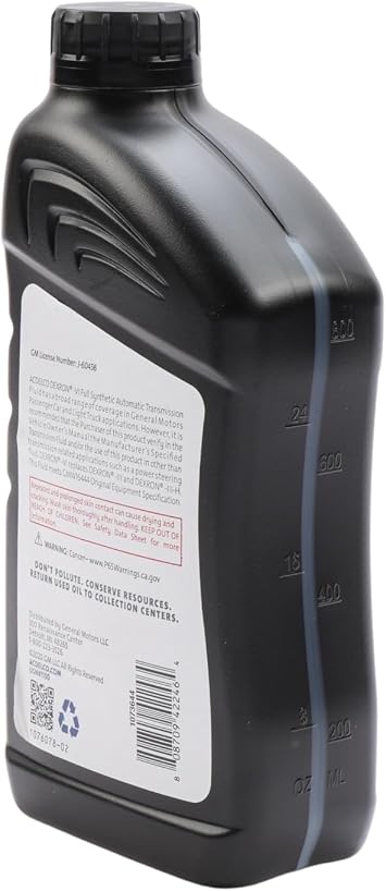 ACDelco GM Original Equipment 10-9243 (88865549) Dexron VI Full Synthetic Automatic Transmission Fluid - 1 qt