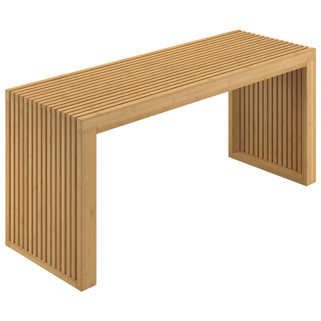 Bellamio Sava Sitzbank aus Bambus – stabile Holzbank Natur – Moderne Bank für Flur, Esszimmer, Schlafzimmer, Wohnzimmer, Badezimmer – Garderobenbank bis zu 250 kg belastbar – Bettbank 45x33x100 cm