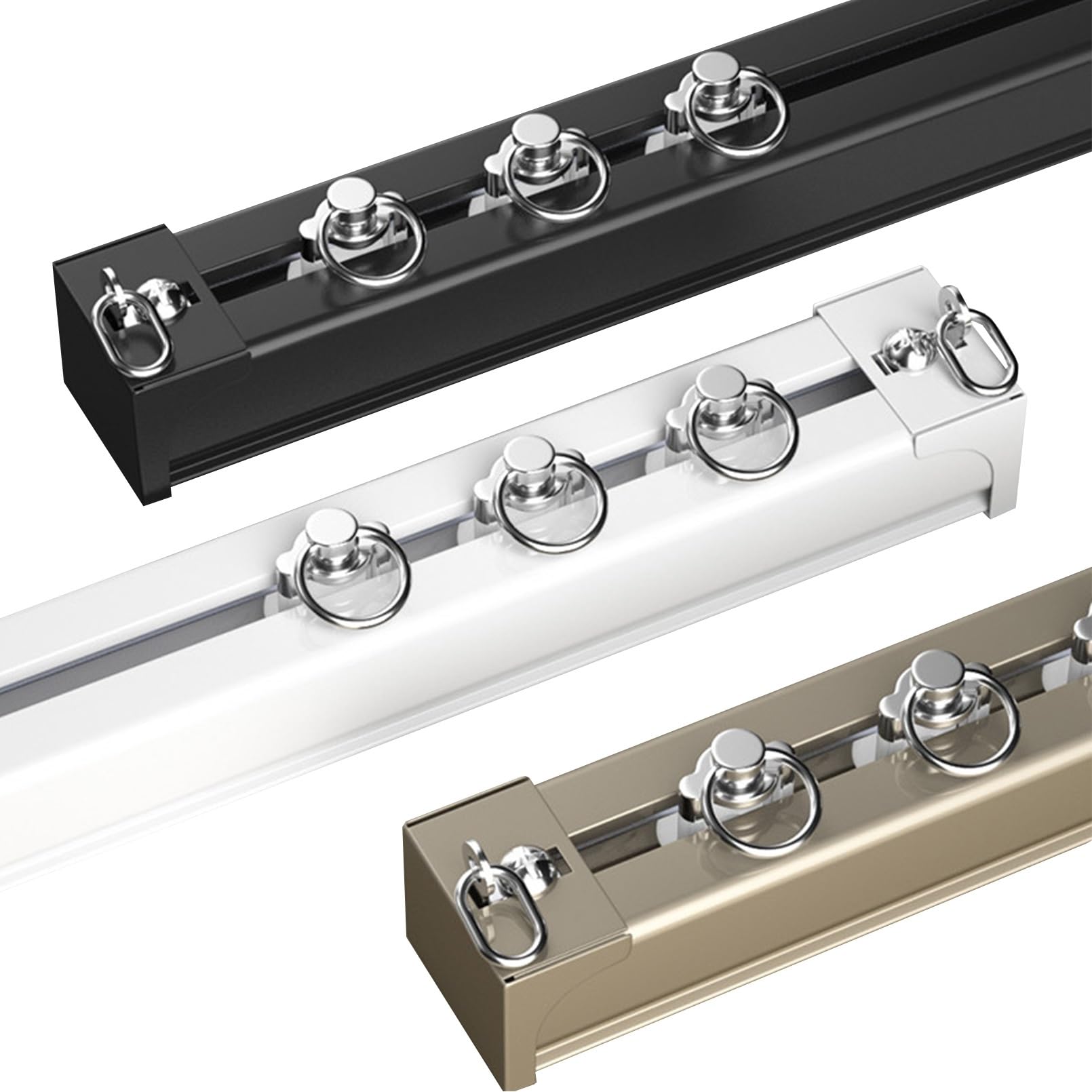 Salon modulable grâce au rail de rideau robuste en aluminium noir