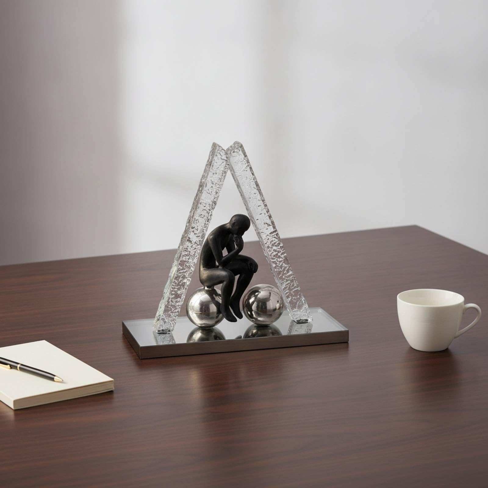 rockible Figura con Base Espejo Minimalista Figura Humana Conceptual Peculiar Estatua para Recibidor
