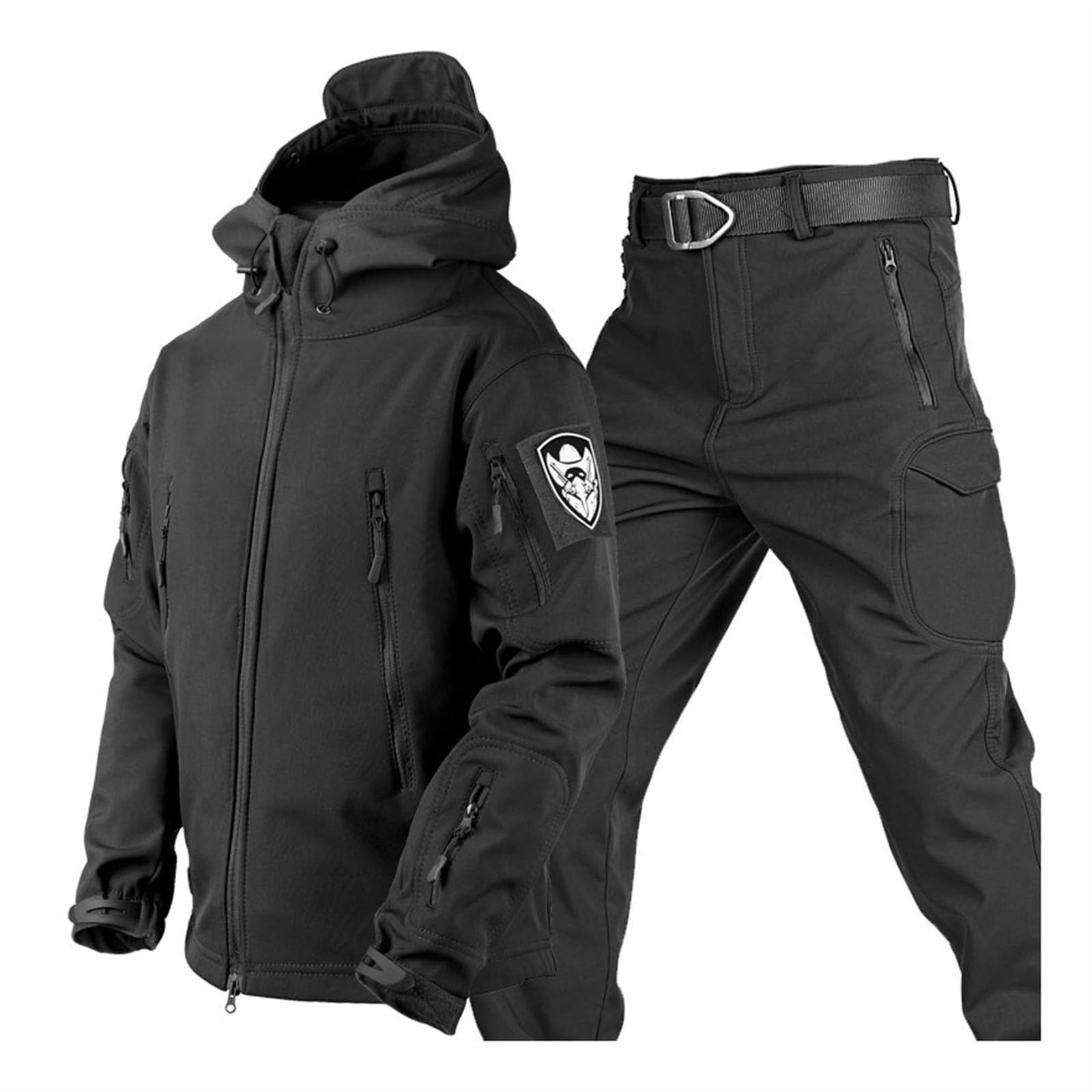 Snowboard Ski Suit For Men, Mens Winter Warm Hooded Ski Jacket With Armband And Pants With Belt Set, Waterproof Windproof Snow Suits Two Piece, For Skiing, Snowmobiling, Hiking