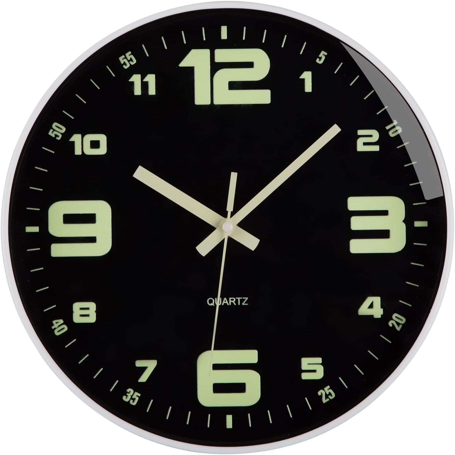Wall Clock 12 inch Battery Operated Silent Non-Ticking Glow in The Dark Clocks Analog Small Digital Night Light Up Neon Outdoor Clocks for Living Room Bedroom Kitchen Bathroom Home Decor