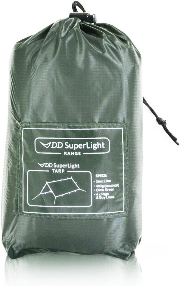 DD SuperLight Tarp XL – Telone Ultraleggero Impermeabile – 4,5x2,9m – Verde Oliva – Con Picchetti E Tiranti - 4
