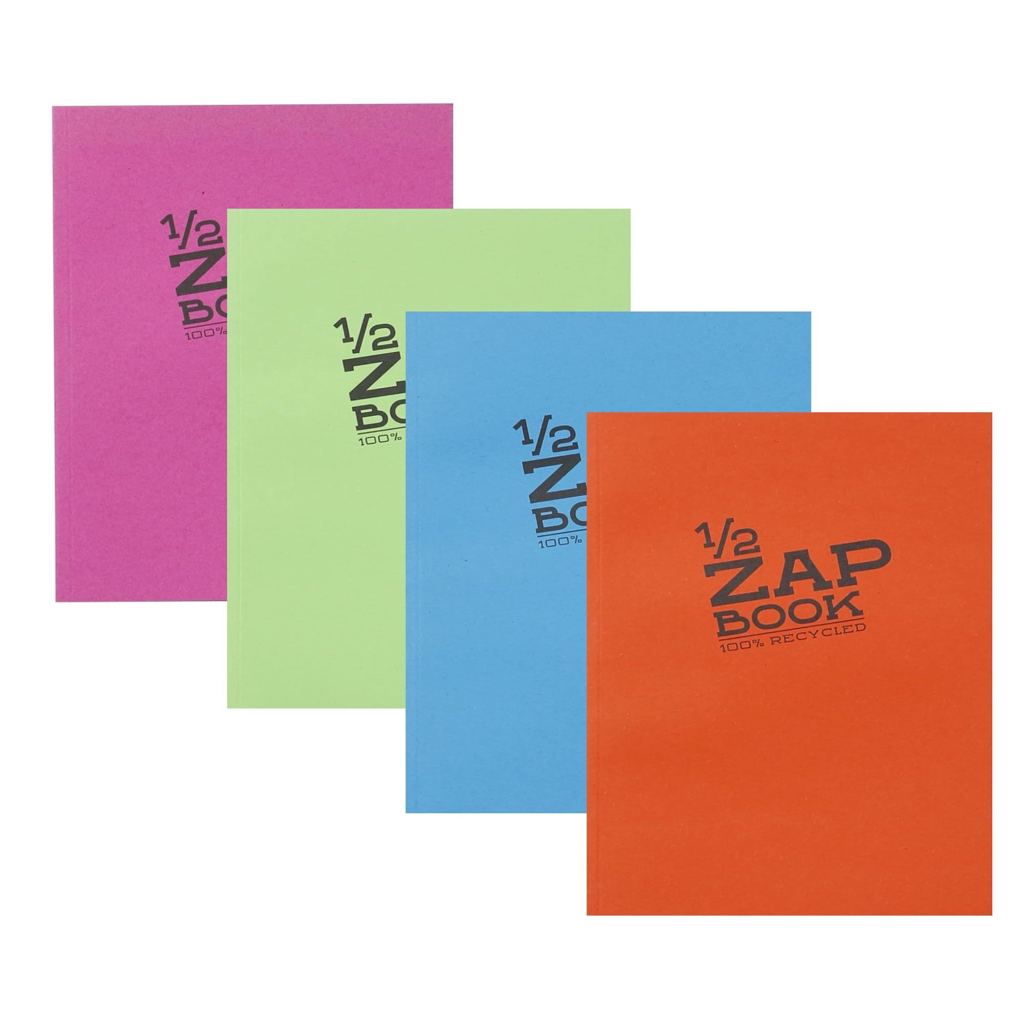 Clairefontaine - Ref 8366C - Recycled 1/2 Zap Books (80 Sheets of Paper) - A5 (148 x 210mm) in Size, 80gsm Recycled Paper, Glued Spine - Random Colour Cover