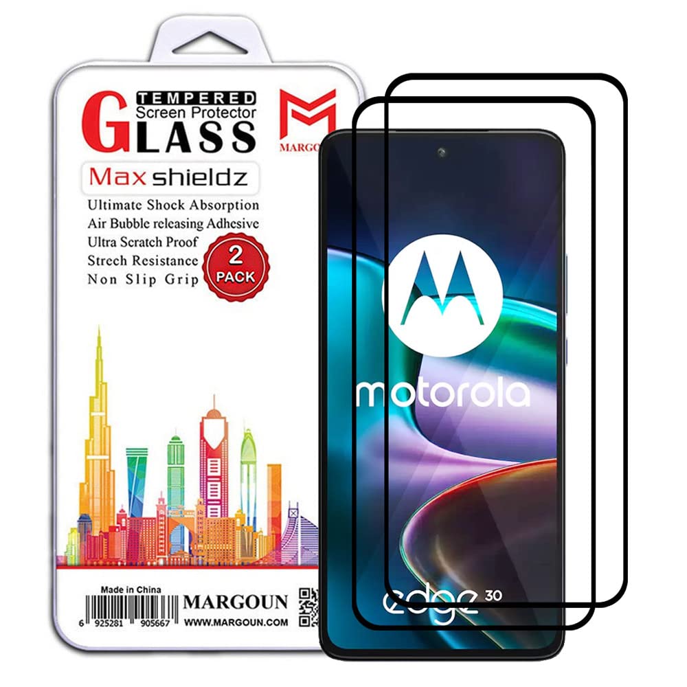 MARGOUN 2 Pack for Motorola Moto Edge 30 Screen Protector Side Black Tempered Glass 9H Hardness Anti Finger-Print (Motorola Moto Edge 30)