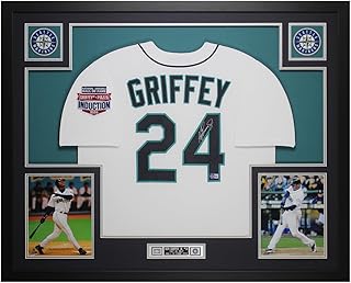 Ken Griffey Jr Autographed White Seattle Jersey - Beautifully Matted and Framed - Hand Signed By Griffey and Certified Aut...