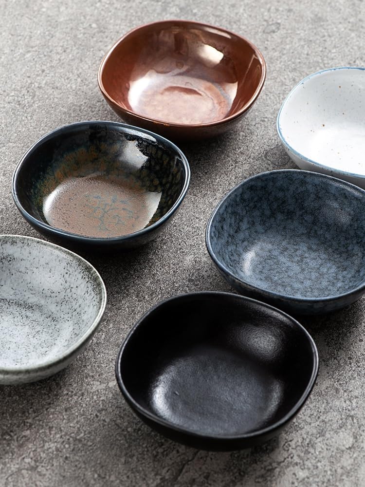 Talerz na przekąski Pojemniki na przekąski Kreatywna japońska ceramiczna miska deserowa Miska na dodatki domowe Retro 5-calowa miska Talerzyki deserowe Taca na przekąski(A)