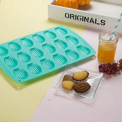 Miniatura 4 de Webake Madeleine - Molde de silicona para magdalenas de 18 cavidades para tartas pequeñas, dulces y galletas