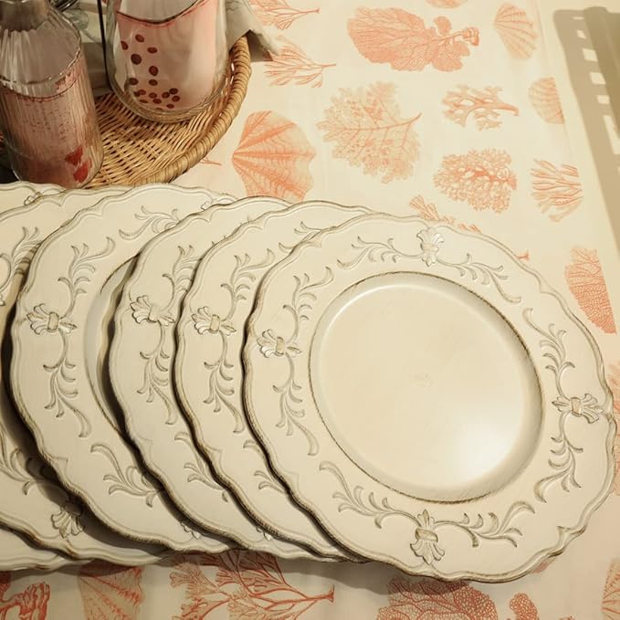 Plato Cargador Blanco Spsyrine 13" Plástico Juego 6 Piezas miniatura 6