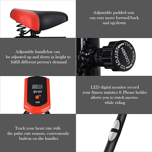 Miniatura 8 de Goplus Bicicleta estacionaria bicicleta de ciclismo interior con sensores de frecuencia cardíaca pantalla LCD bicicleta estática profesional para