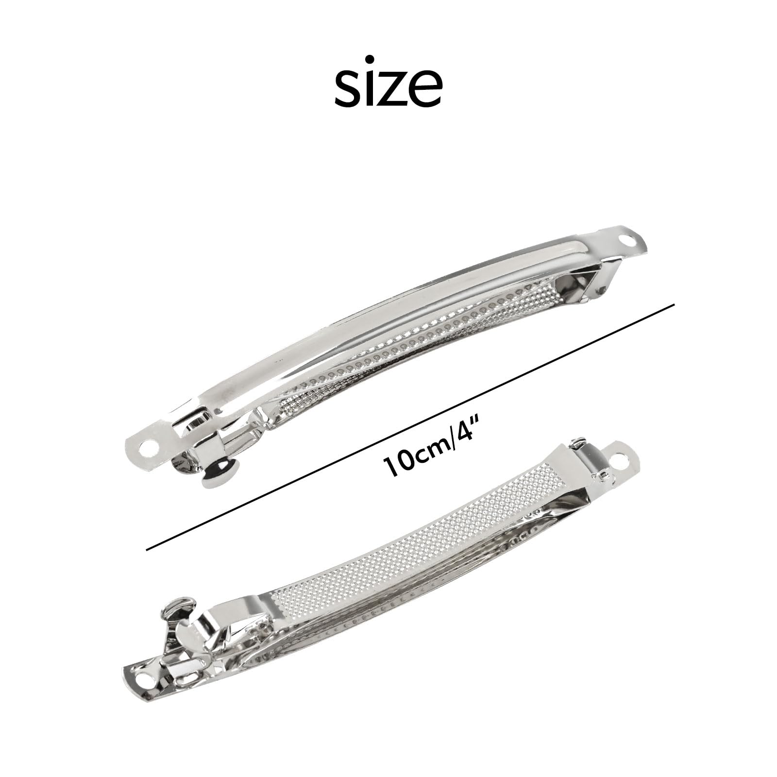 Dizila 50 Pack 10cm/4 Inch Plain Blank Silver Metal DIY Craft French Barrettes Automatic Spring Snap Hair Clips Clasps Accessories for Women Girls Teens - Image 2
