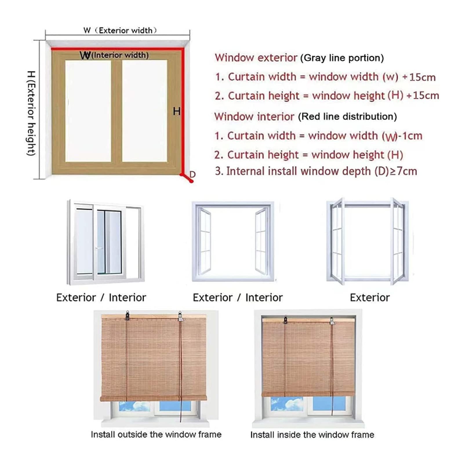 RICOLUS Stores à Enroulement en Bambou Rétro,Naturel Respirant Rouleaux Romains Occultant Fenetre Protection Solaire et Brise Vue Store Enrouleur pour Intérieur Extérieur (80x200cm)