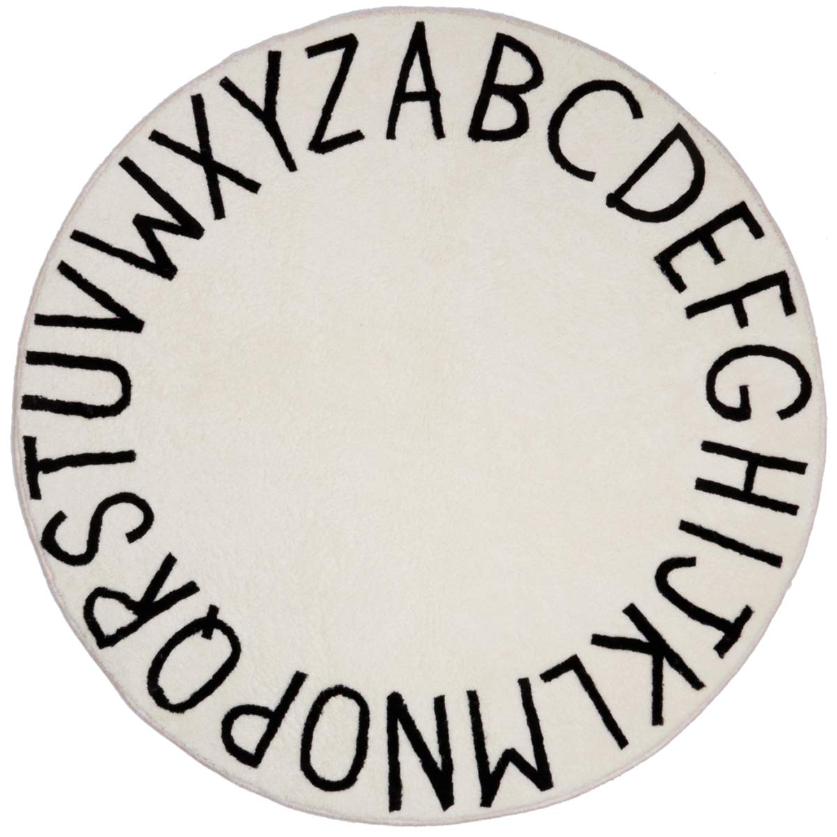 SHACOS Large Round Kids ABC Rug 5.2 ft Soft Plush Alphabet Nursery Rug Kids Play Rug Educational Playroom Carpet for Kids Room Bedroom Shower Gift (5.2 ft, Beige)
