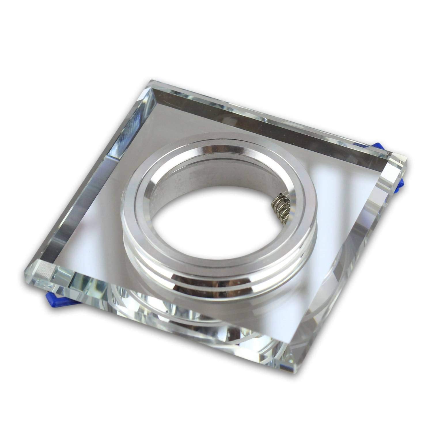 6x Einbaustrahler Rahmen Set klar - eckig aus Glas - Einbaurahmen für GU10 MR16 Leuchtmittel - Ø75mm Bohrloch Einbau-Spot Strahler Einbauleuchte