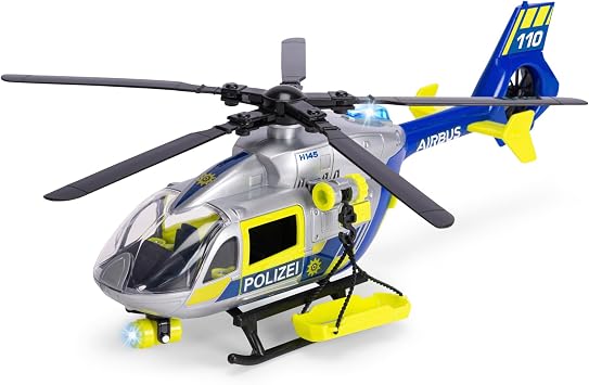 Dickie Toys Hélicoptère de Police SOS 36 cm avec Lames Rotatives
