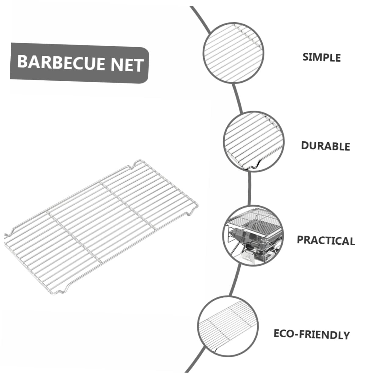 BESPORTBLE Stainless Steel Barbecue Wire Mesh Grill Net for Outdoor Cooking Bbq Mesh for Grilling Meat Fish and Vegetables Easy to Clean