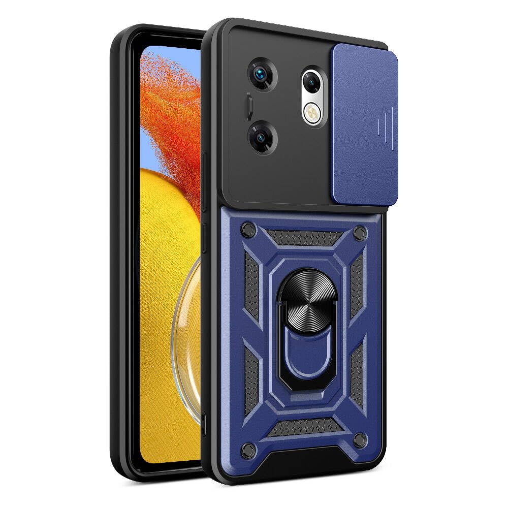 Zore İnfinix ile uyumlu Zero 30 4G Kılıf Magnetik Standlı Kamera Korumalı Zore Sürgülü Vega Kapak Mavi
