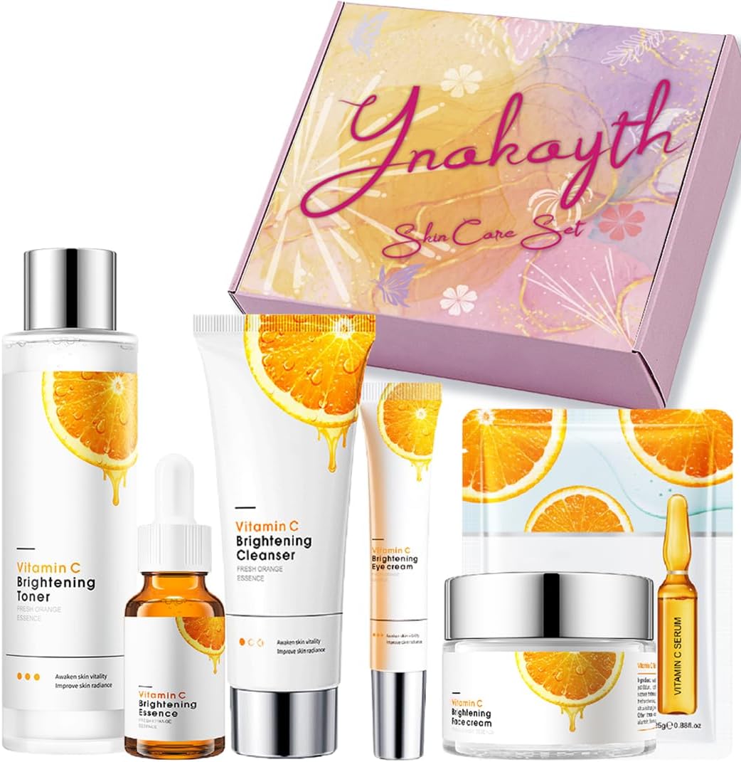 Vitamin C Skincare Gifts for Women, Skincare Gifts Set for Teenage Girls – Moisturising & Brightening for Uneven Skin Tone Gift Set – Mask, Cleanser, Toner, Essence, Eye Cream, Face Cream,