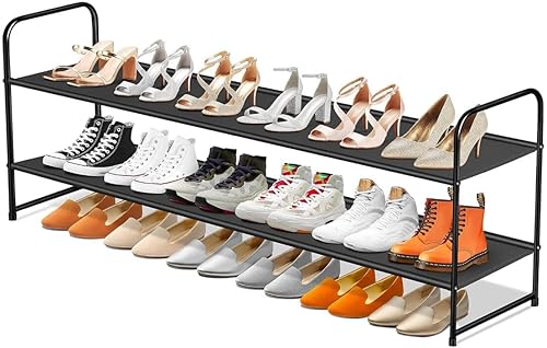 Miniatura 11 de SLEEPING LAMB Zapatero de 4 niveles para armario, organizador de zapatos largo apilable y ancho con capacidad para 30 pares de almacenamiento bajo