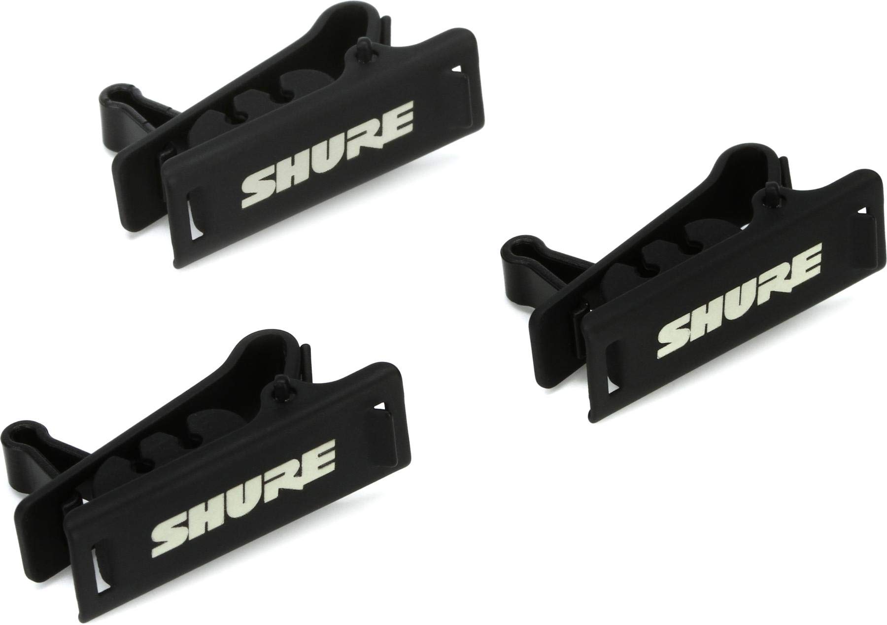 Shure Single Tie Clip for TwinPlex Lavalier Microphones, Black, 3-Pack