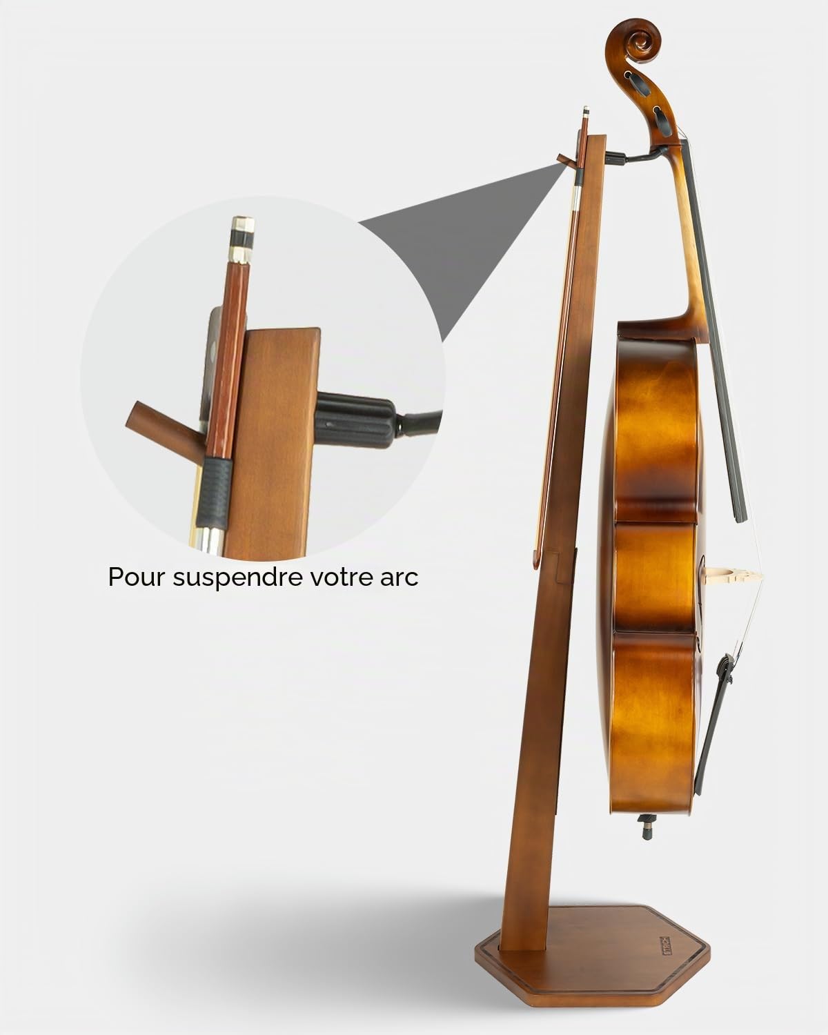 STRICH Support pour violoncelle en bois avec support pour archet