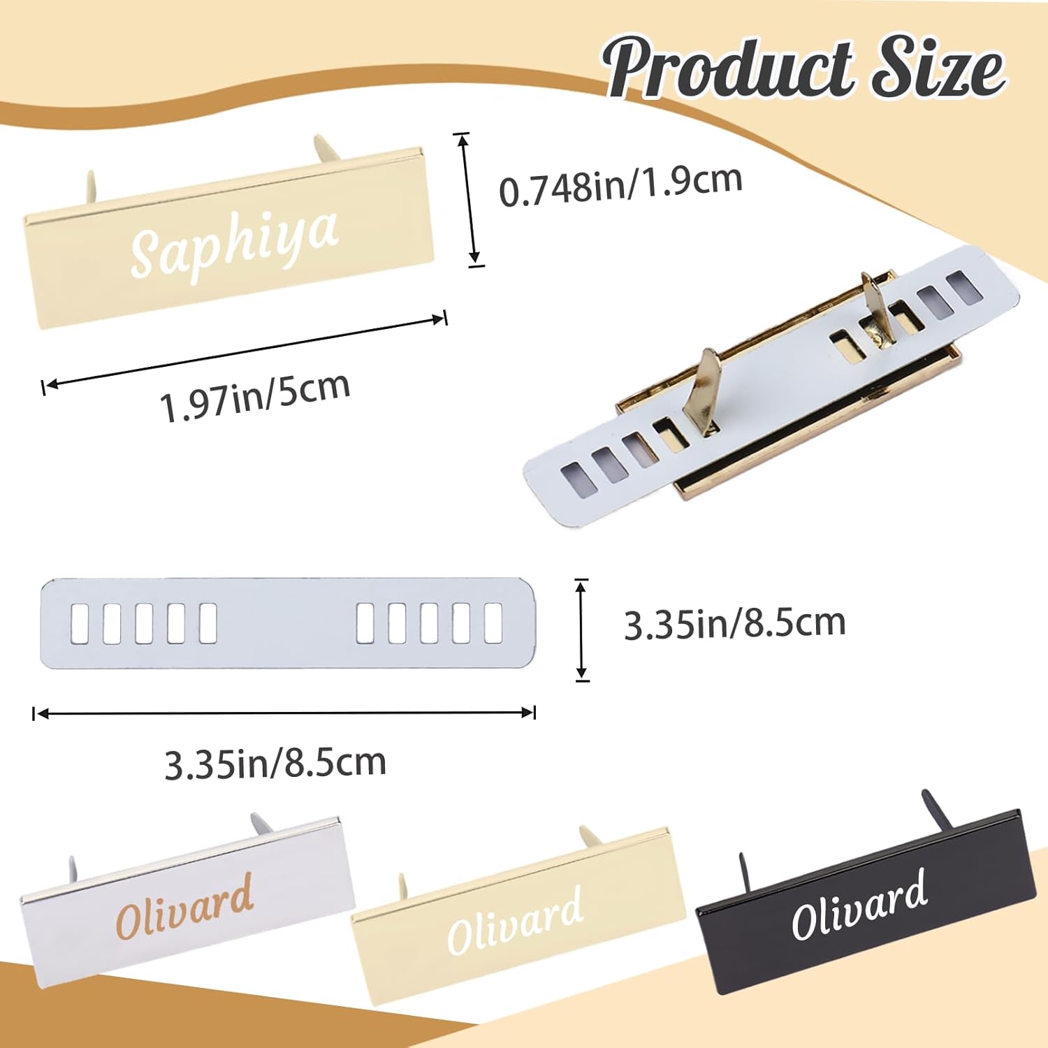 18PCS Personalized Custom Engraved Metal Rectangle Tags with Feet for Clothes Bags Label Signs Jeans Shoes Craft Bag (Silver)