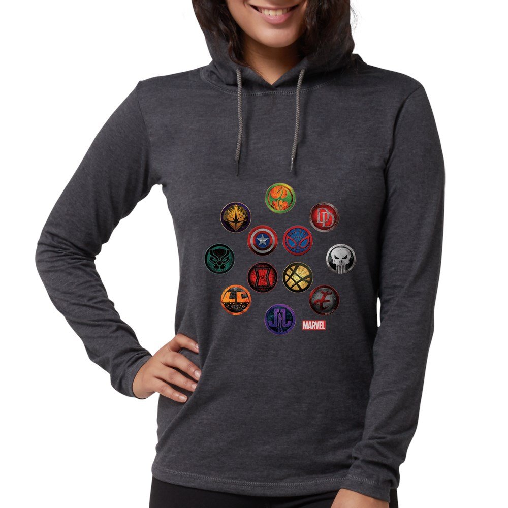 CafePress Marvel Grunge Icons Womens Hooded Shirt