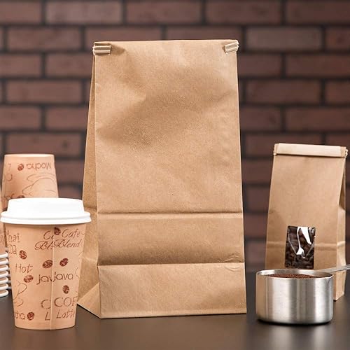Miniatura 3 de Bolsas de café resellables con lazo de estaño Kraft con forro de polietileno, bolsas de café resellables sin ventana, 2 libras, paquete de 50