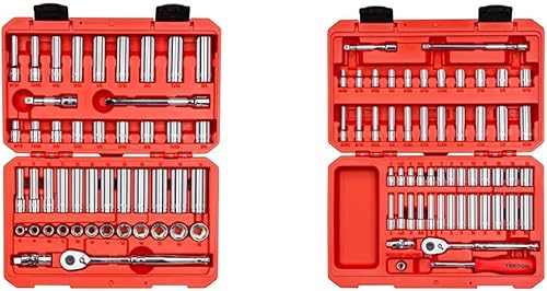TEKTON Juego de llaves y trinquete de 6 puntos de 38 pulgadas 47 piezas 516-34 pulgadas 0315-0748in SKT15301 y 14 pulgadas juego de llaves y
