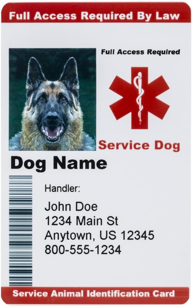 Personalized Service Dog ID Custom Identification Card for Service Animal Badge - Red (with Hologram)…
