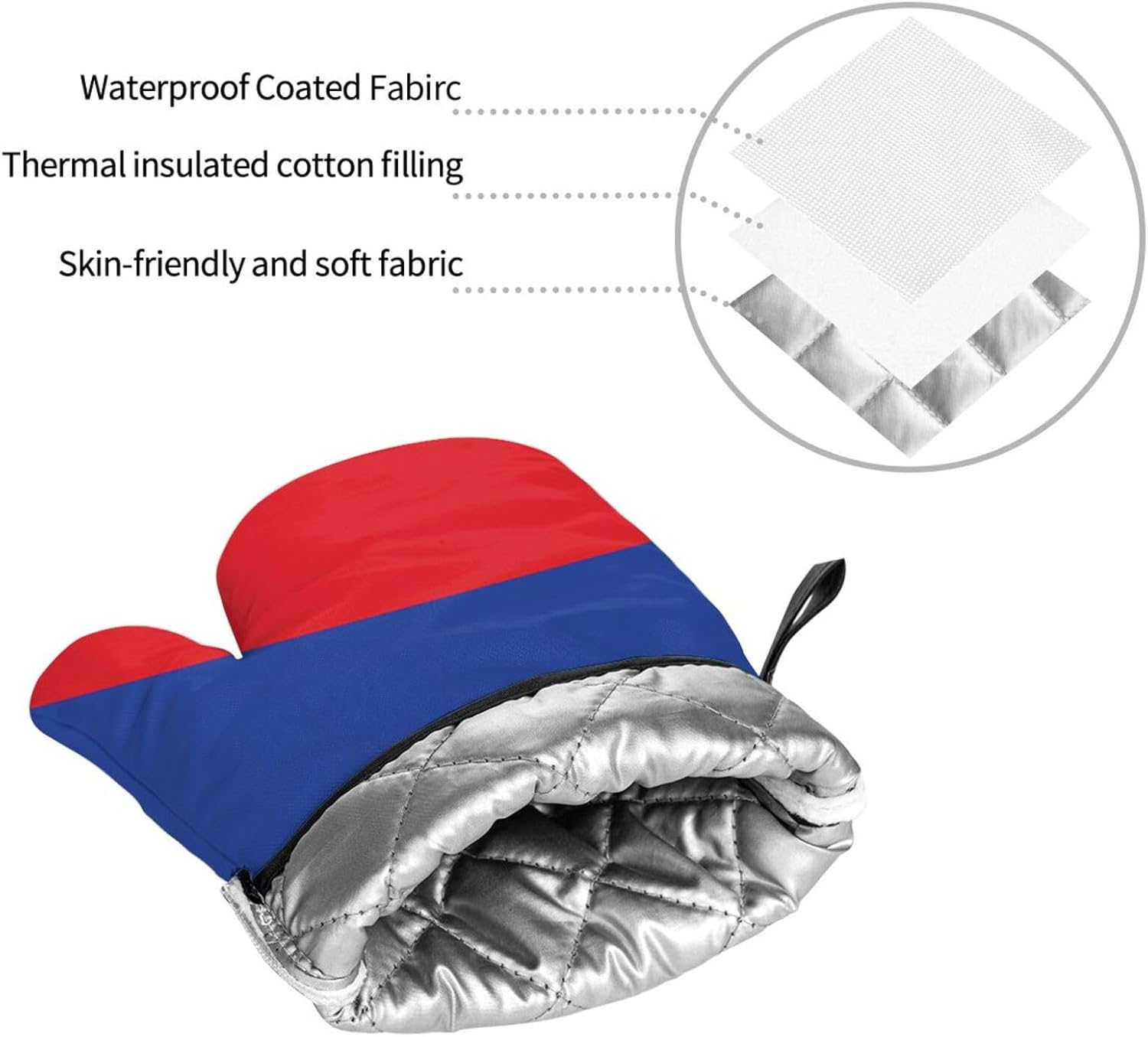 Flag of Armenia Oven gloves and heat-resistant mat 4-piece set. Suitable for grilling, microwave oven frying, and baking