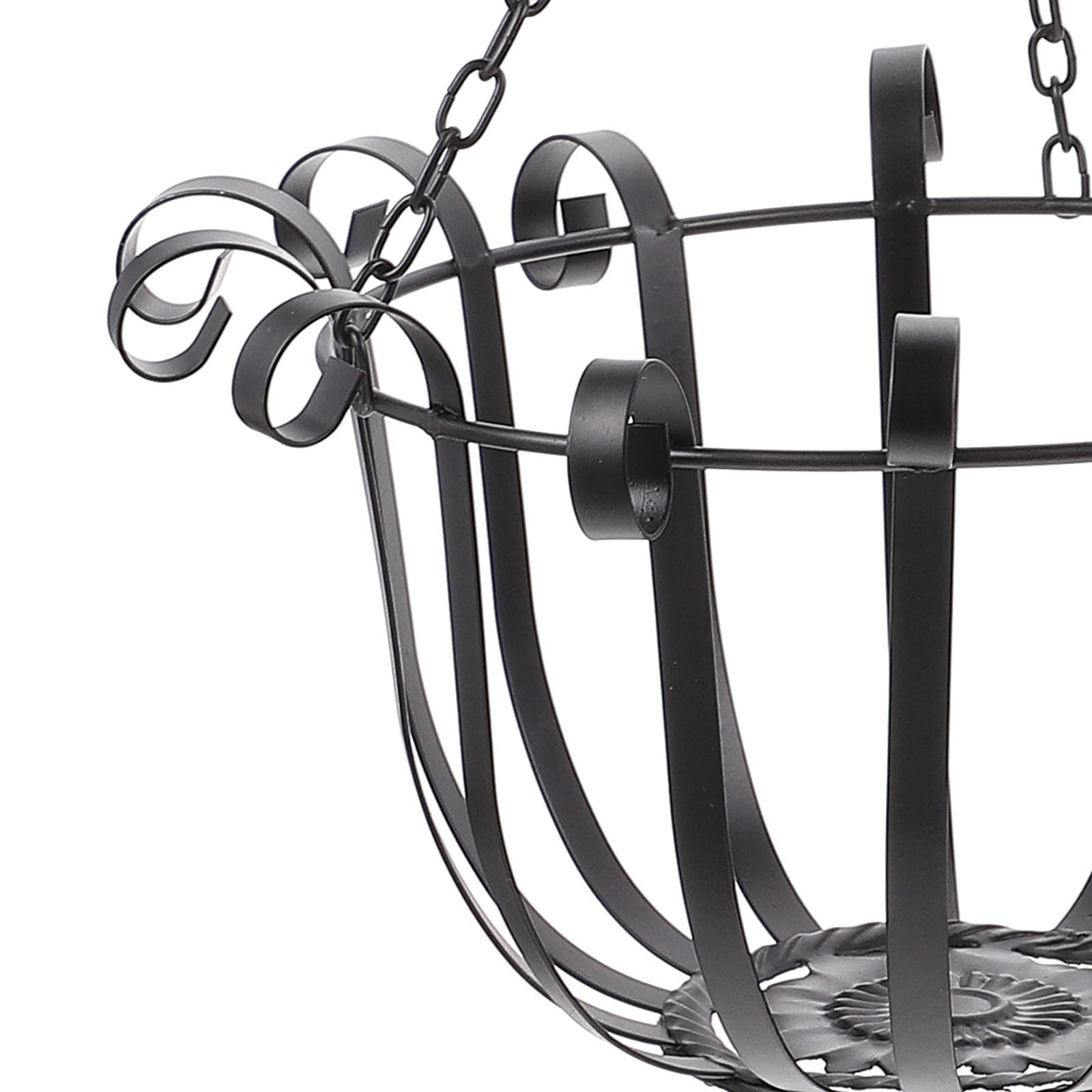 Housoutil Cesto Sospeso in Ferro Nero per Piante con Design Elegante e Pratico, Fioriera da Parete per Giardinaggio Domestico e Balcone Moderno