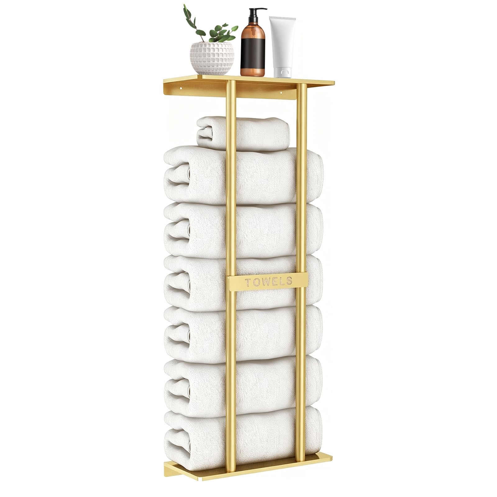 LLHONG Towel Rack, Bathroom Towel Storage with Shelves, 79cm Wall Mounted