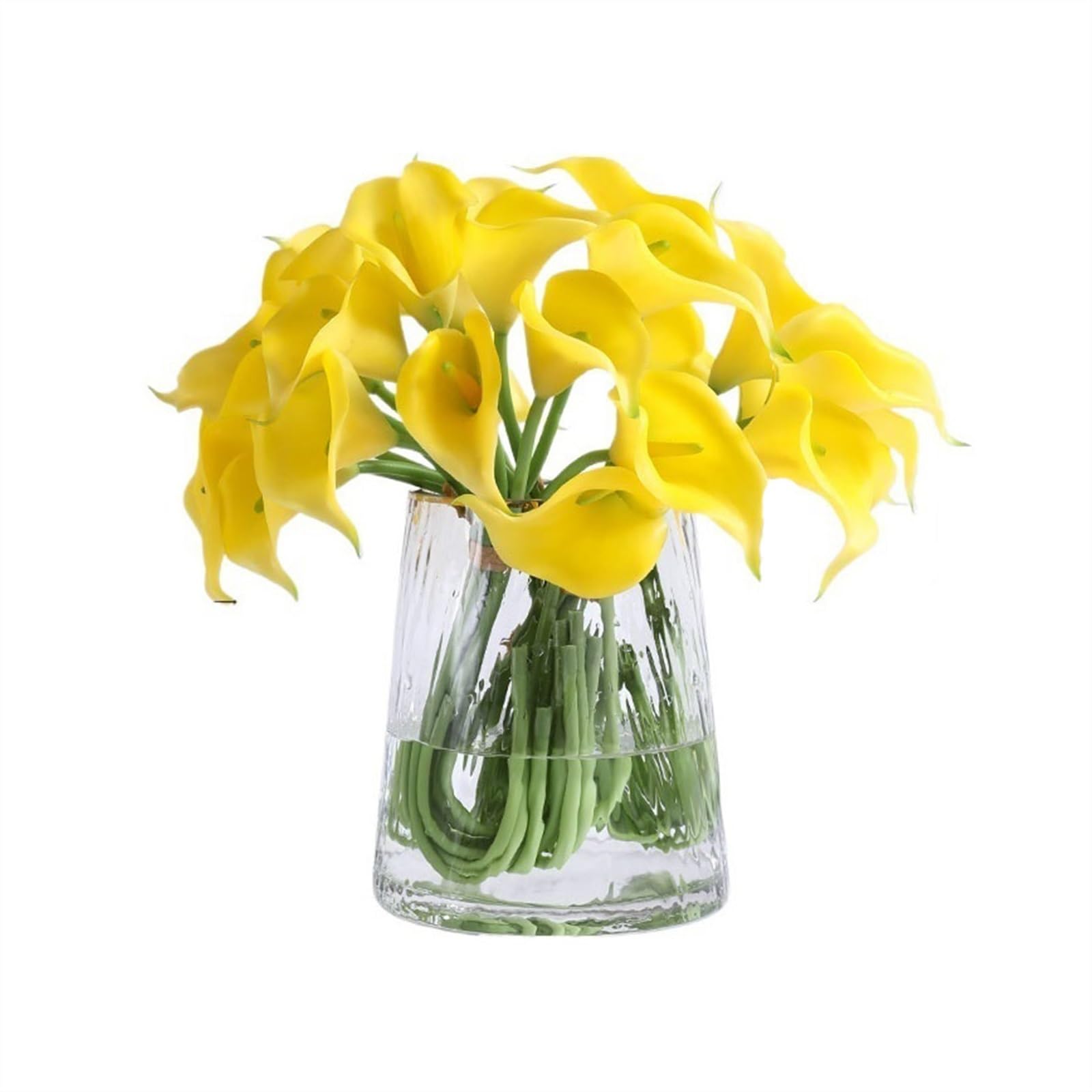 CFY652 Floral Arrangements Washable Calla Lily Artificial Flowers Small Bouquet for Dining Table Coffee Table Vanity Decor Weddings(Yellow)