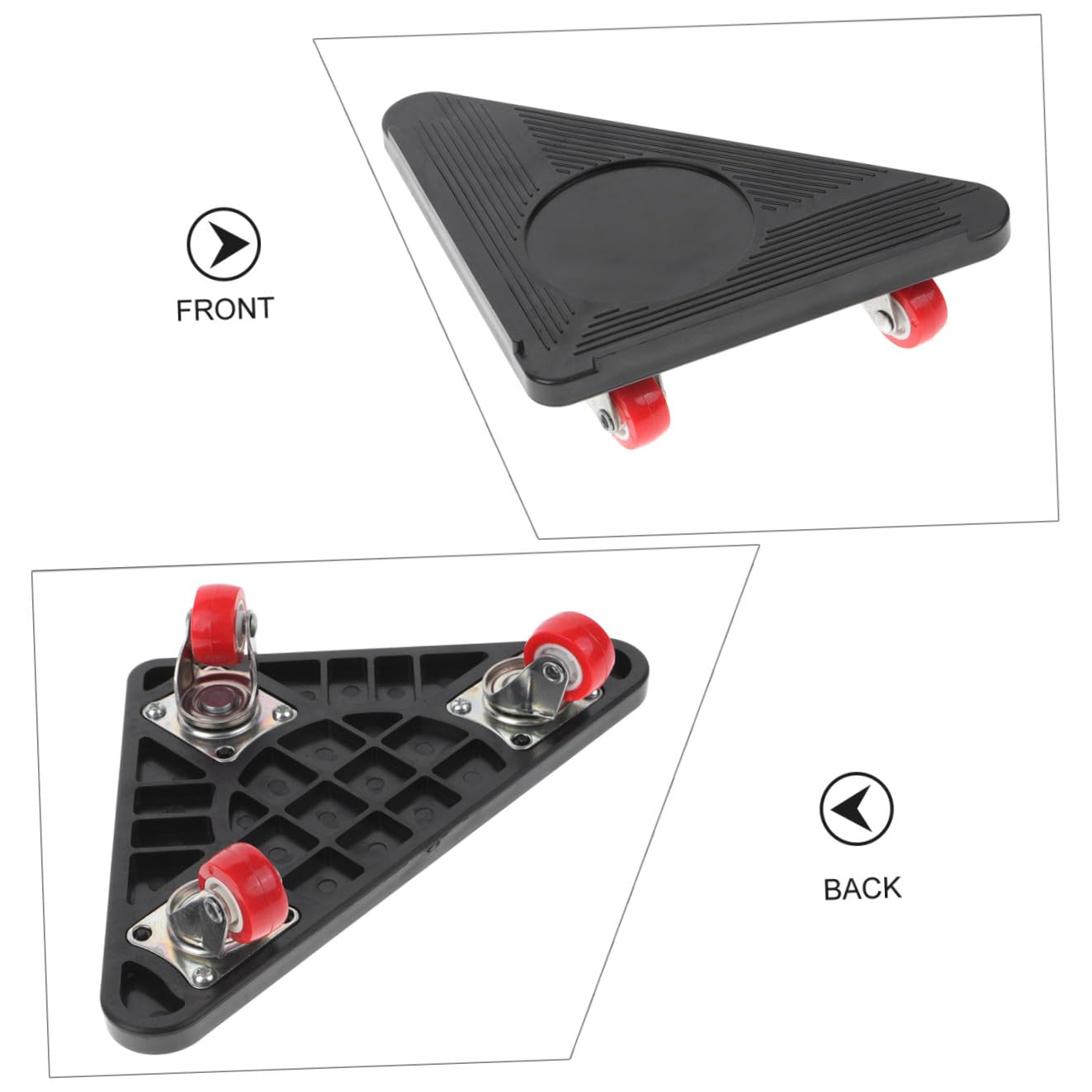 POPETPOP Furniture Dolly a 3 Ruote Triangolare, Carico Elevato Nero | Abs e Acciaio, Kit, per Shop e Vita Quotidiana, Spostamento e Trasporto di Mobili Pesanti