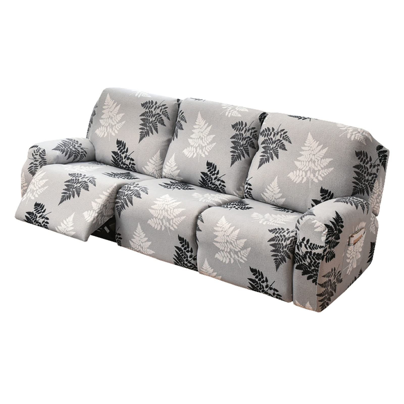 JHLD 1/2/3 Seater Stretch Recliner Cover, Printed Recliner Chair Cover With Side Pocket Machine Washable Recliner Slipcovers Recliner Protector For Living Room-I-3 seater