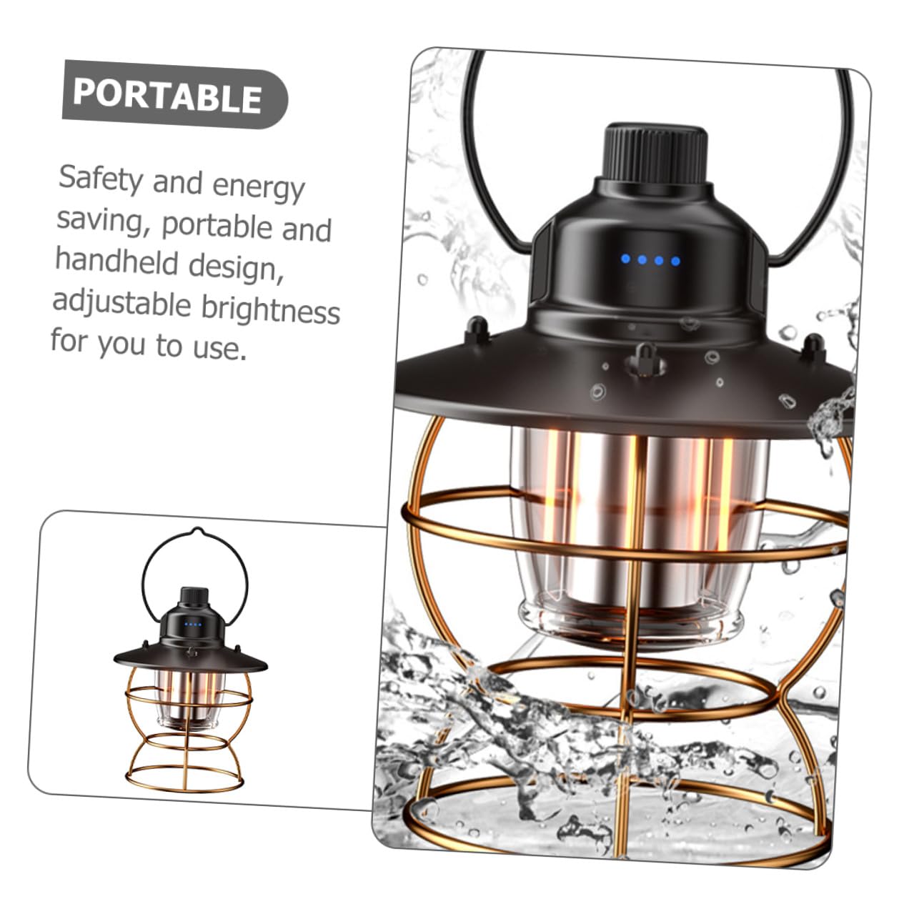 Lámpara Vintage Portátil para Camping Luz LED Recargable Linterna de Mano Multifuncional para Exteriores para Senderismo y Actividades al Aire